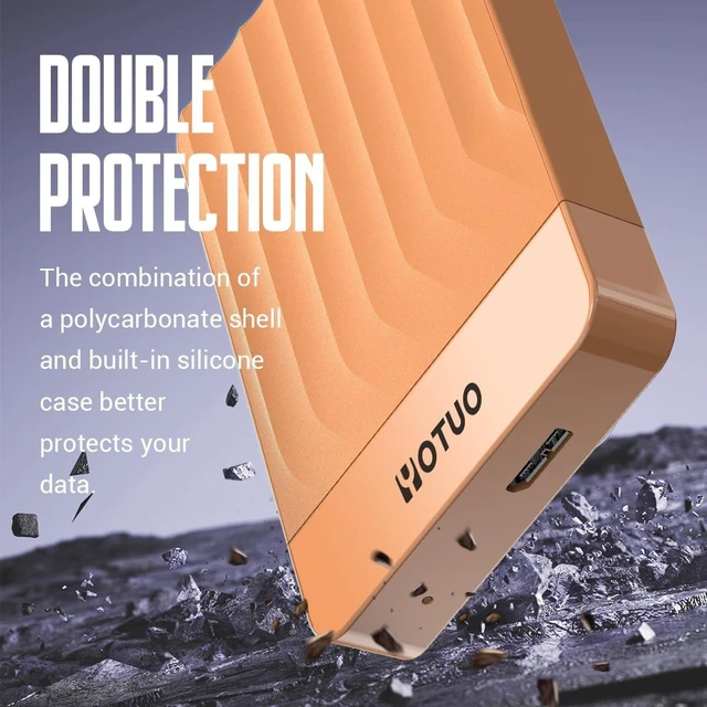 Alt view image 5 of 5 - YOTUO 750GB External Hard Drive, Portable Storage Expansion HDD, USB 3.0 & USB-C for PC, Mac, Desktop, Laptop, Smartphone, PS4, Xbox One, Xbox 360, Office & Game Orange