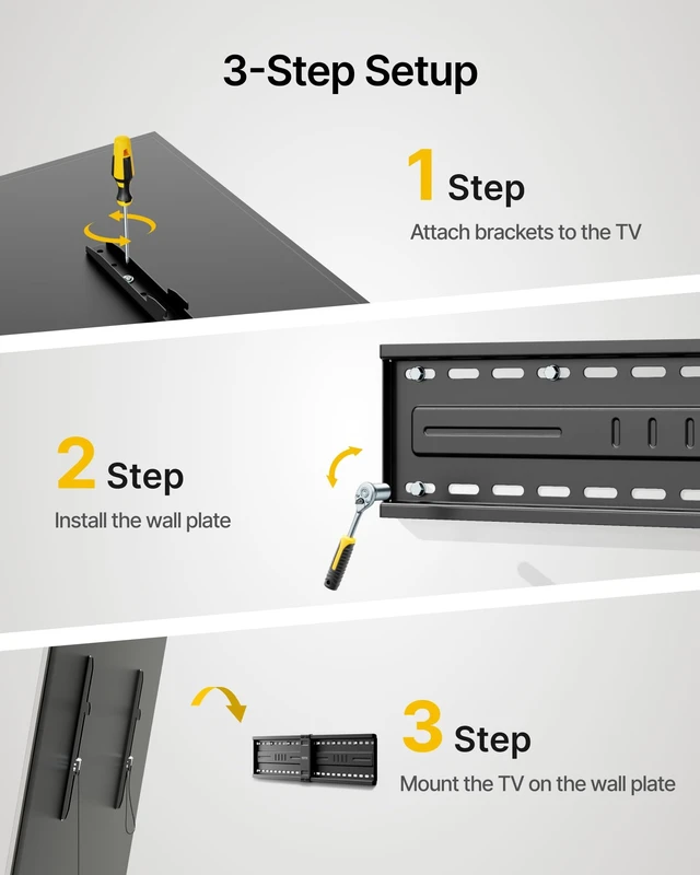 Alt view image 5 of 5 - monTEK Heavy Duty Fixed TV Wall Mount Bracket for 60-120" TVs, Max 330lbs
