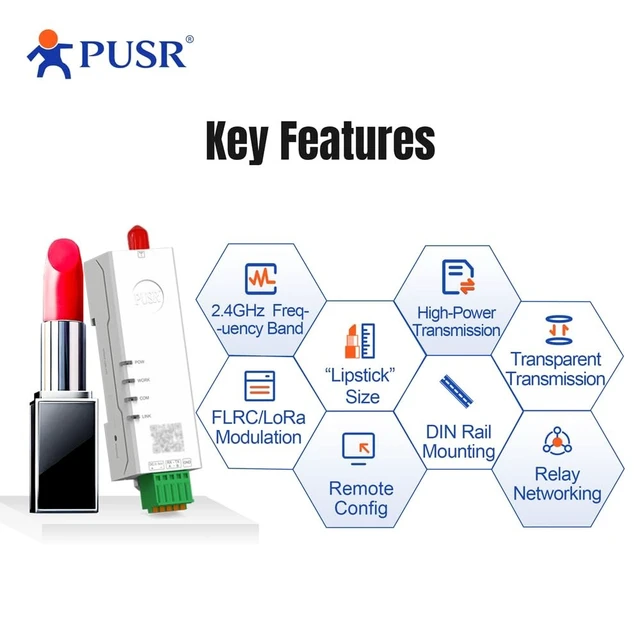 Alt view image 4 of 5 - PUSR DIN Rail 27dBm 8KM 2.4G Lora Wireless Modem Modbus Transparent Transmission RS485 to LoRa Point-to-Point and Point-to-Multipoint USR-DR124-27Recommended: Purchase 2 Units for use