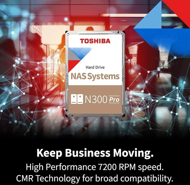 Alt view image 3 of 5 - Toshiba N300 PRO 10TB Large-Sized Business NAS (up to 24 Bays) 3.5-Inch Internal Hard Drive - Up to 300 TB/Year Workload Rate CMR SATA 6 GB/s 7200 RPM 512 MB Cache - HDWG71AXZSTB