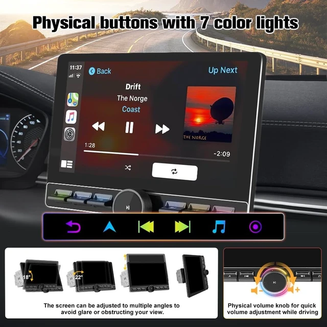 Alt view image 5 of 5 - Pyniro Double Din Car Stereo Radio & 10.6" Detachable Floating Touchscreen
