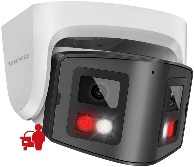 Main image of Dual-Lens 4K PoE Camera, Panoramic Wide View, Dual-Light Color Night Vision