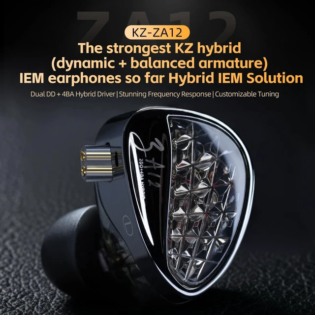 Alt view image 2 of 5 - KZ ZA12 in Ear Monitor Headphones, 2DD+4BA Hybrid Drivers Sound Isolating IEM with Dual Microphone for Musicians, Engineers, DJs, Audiophile and Singers (Mic, Classic)