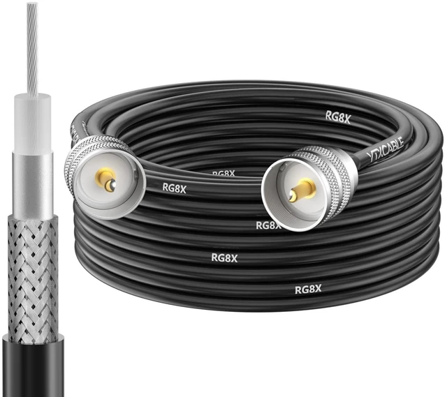 Main image of YTXCABLE RG8X Coaxial Cable Optional, PL-259 Male UHF Connector Jumper Cable, Low Loss 50 Ohm for CB HAM Radio, HF VHF Radio, Antenna Analyzer, SWR Meter (PL259 to PL259 RG8x, 35FT)