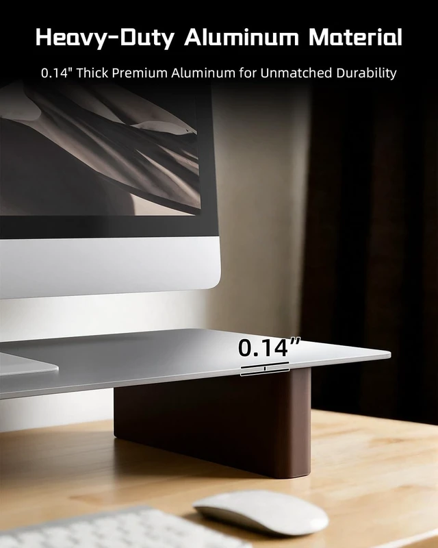Alt view image 2 of 5 - CHENOMiNL Aluminum Dual Monitor Stand Riser with Wooden Legs, 42.5" Wide