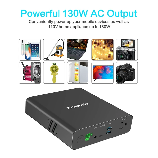 Alt view image 2 of 5 - Krisdonia Laptop Power Bank with AC Outlet 27000mAh TSA Approved