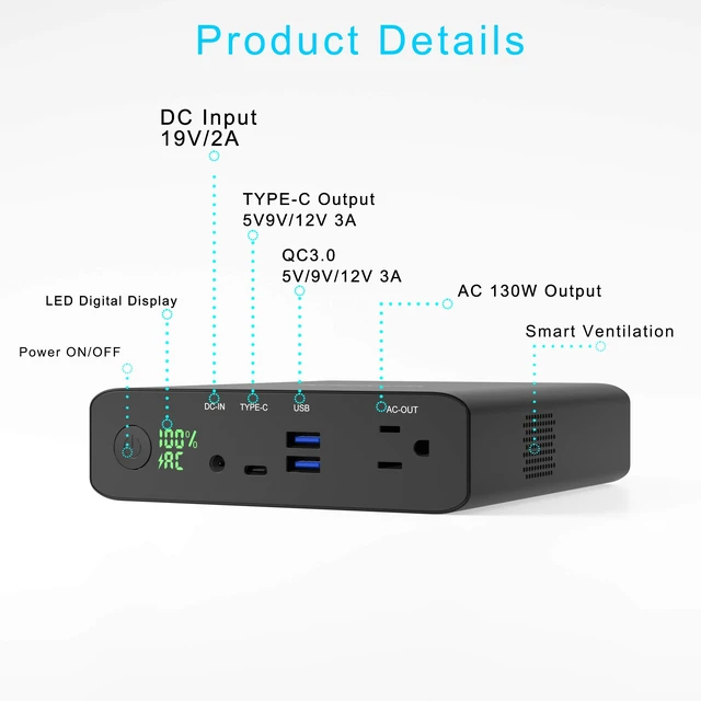 Alt view image 4 of 5 - Krisdonia Laptop Power Bank with AC Outlet 27000mAh TSA Approved