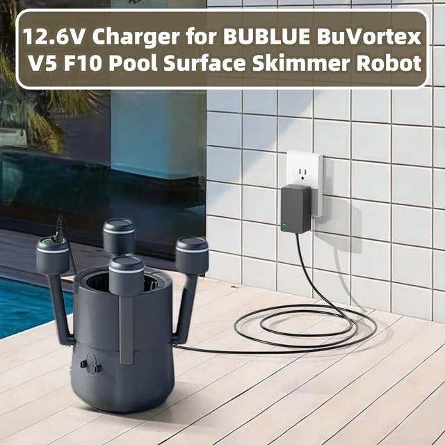 Alt view image 3 of 5 - 12.6V Charger for BUBLUE Pool Cleaner Compatible with BUBLUE BuVortex V5 F10 Pool Surface Skimmer Robot Charger