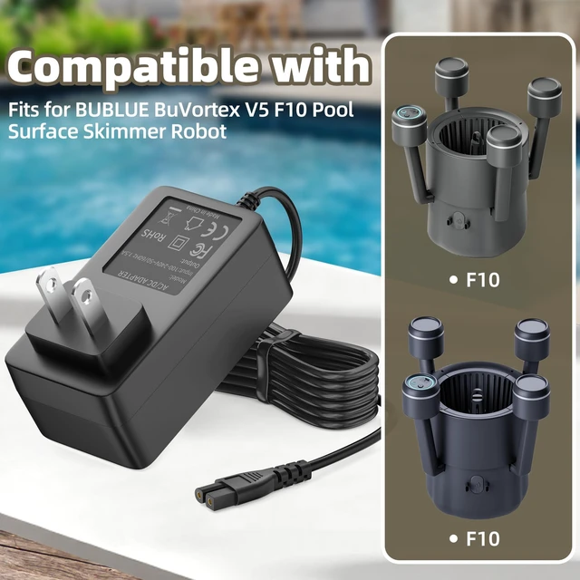 Alt view image 2 of 5 - 12.6V Charger for BUBLUE Pool Cleaner Compatible with BUBLUE BuVortex V5 F10 Pool Surface Skimmer Robot Charger