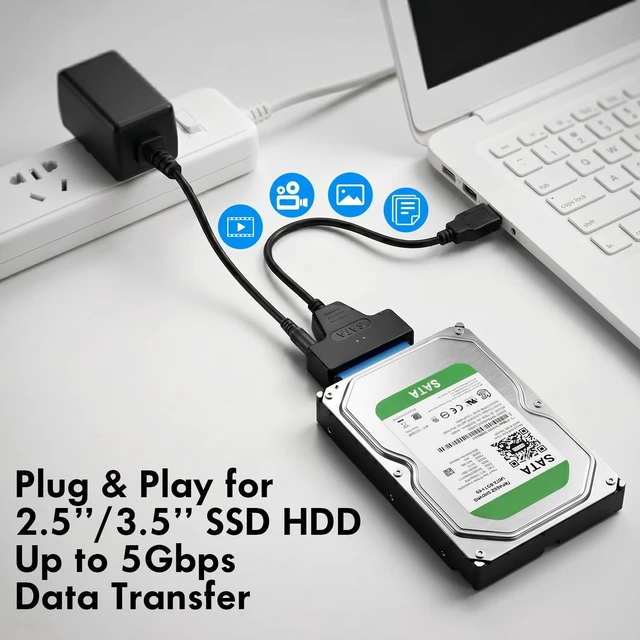 Alt view image 4 of 5 - 20 Pack USB to SATA Adapter Cable USB 3.0 Hard Drive Adapter for SSD HDD