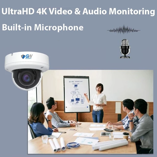 Alt view image 2 of 4 - GW Security 4K 8MP Outdoor/Indoor 2.8-12mm Motorized Zoom Lens PoE IP Microphone Dome Security Camera (GW8571MMIC)