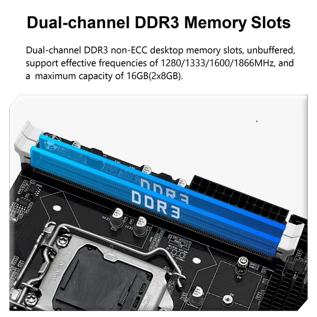 Alt view image 3 of 5 - SHANGZHAOYUAN LGA 1155 Motherboard H61 for Intel 2th/3th Core i7/i5/i3 DDR3
