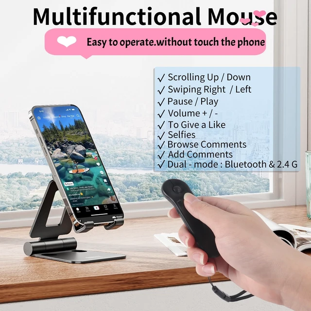 Alt view image 2 of 5 - Air Mouse with Touchpad,Ergonomic Handheld Grip Wireless Mini Mouse Mobile Rechargeable Bluetooth/2.4G Wireless Remote Control Mice for PowerPoint/Tiktok/Camera for PC/Laptop/iOS/Android