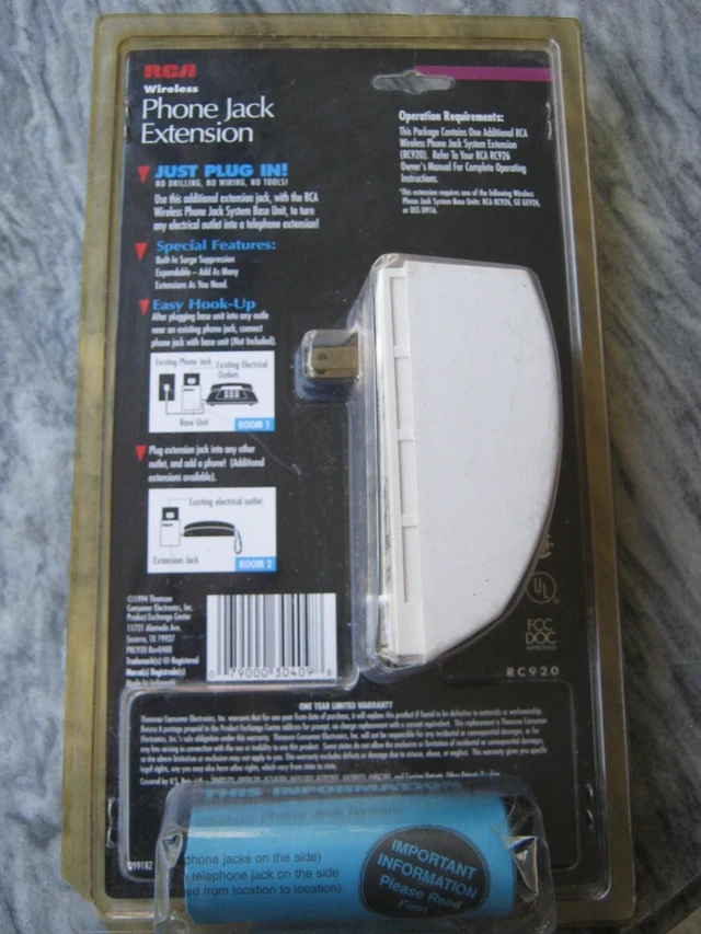Alt view image 4 of 5 - RCA RC920 Wireless Phone Jack Extension