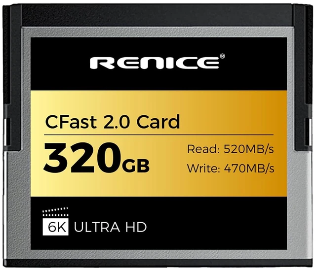 Main image of RENICE 320GB CFast 2.0 Memory Card,Up to 520MB/s Read,RAW 6K HD Video
