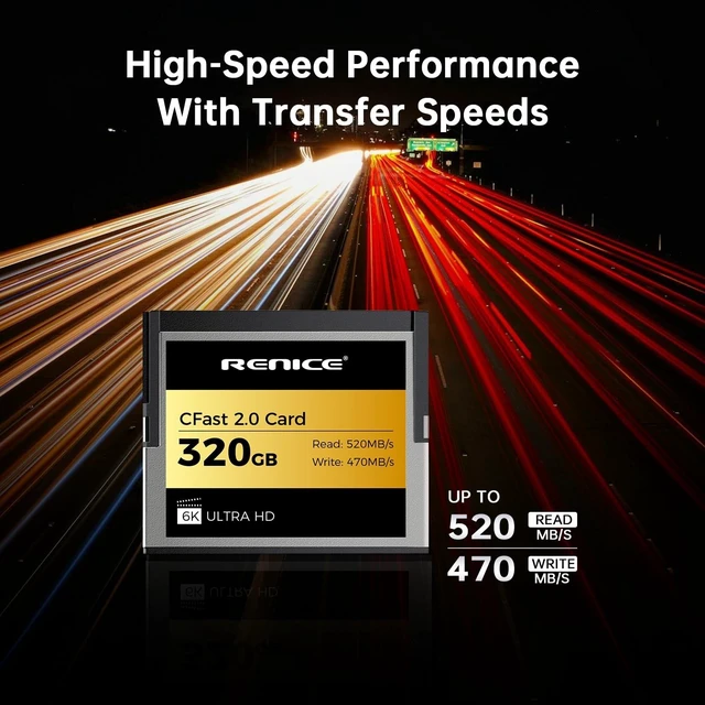 Alt view image 2 of 5 - RENICE 320GB CFast 2.0 Memory Card,Up to 520MB/s Read,RAW 6K HD Video