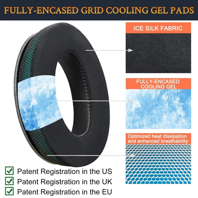 Alt view image 5 of 5 - SOULWIT Cooling Gel Earpads Replacement for Bose QuietComfort 45 (QC45)/QuietComfort SE (QC SE)/Quiet Comfort Wireless Over-Ear Headphones, Ear Pads Cushions with Ice Silk Fabric - Dark Gree