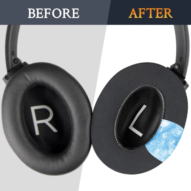 Alt view image 4 of 5 - SOULWIT Cooling Gel Earpads Replacement for Bose QuietComfort 45 (QC45)/QuietComfort SE (QC SE)/Quiet Comfort Wireless Over-Ear Headphones, Ear Pads Cushions with Ice Silk Fabric - Dark Gree
