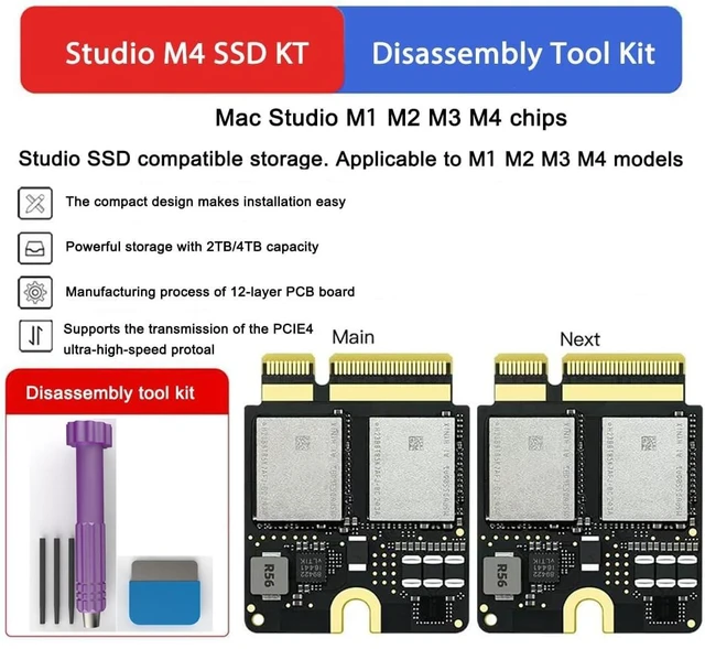Alt view image 2 of 5 - wusheation 2TB Internal SSD Upgrade for Mac Studio M3, NVMe Solid State Drive Replacement with Installation Tools