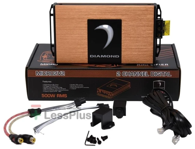 Main image of Diamond Audio MICRO2V2 2-Channel Class D Amplifier, 500W, Full Range, Compact Design, RCA Connectivity