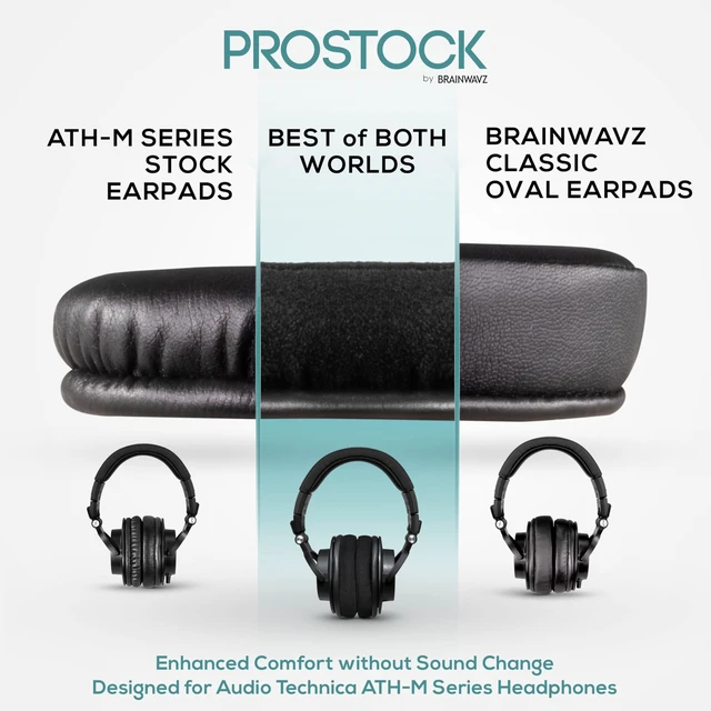 Alt view image 2 of 5 - Brainwavz ProStock ATH M50X Upgraded Earpads, Improves Comfort & Style Without Changing The Sound - Ear Pad Designed for ATH-M50X M50BTX M20X M30X M40X Headphones, Vegan Leather (Micro Suede)