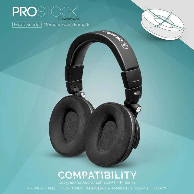Alt view image 5 of 5 - Brainwavz ProStock ATH M50X Upgraded Earpads, Improves Comfort & Style Without Changing The Sound - Ear Pad Designed for ATH-M50X M50BTX M20X M30X M40X Headphones, Vegan Leather (Micro Suede)