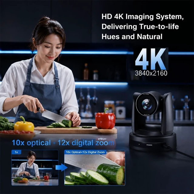 Alt view image 2 of 5 - Meeasier 4K PTZ NDI Camera & AI Tracking Auto Focus, 10X Optical Zoom Video Cenferencing Camera, Supported NDI/POE/HDMI/USB 3.0 for Home Live Streaming, Zoom Meeting, Worship, Training and Education