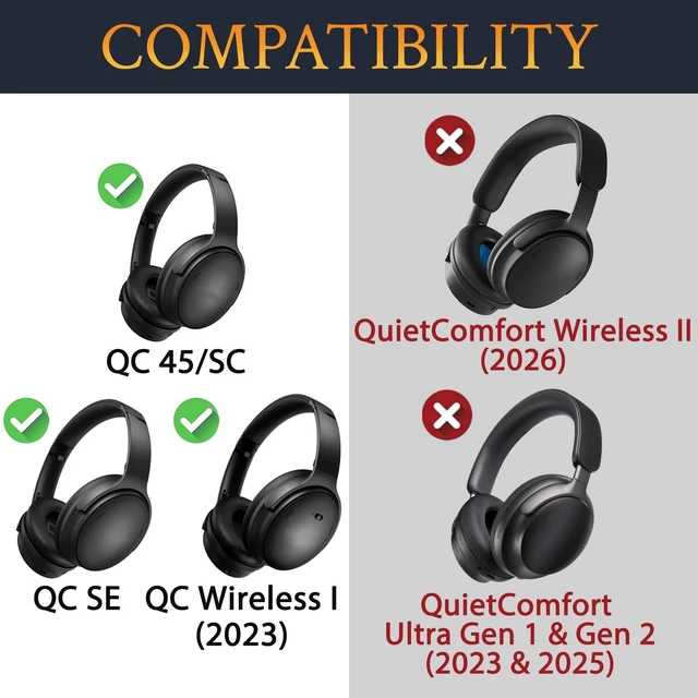Alt view image 3 of 5 - SOULWIT Cooling Gel Earpads Replacement for Bose QuietComfort 45 (QC45)/QuietComfort SE (QC SE)/Quiet Comfort Wireless Over-Ear Headphones, Ear Pads Cushions with Ice Silk Fabric - Dark Gree