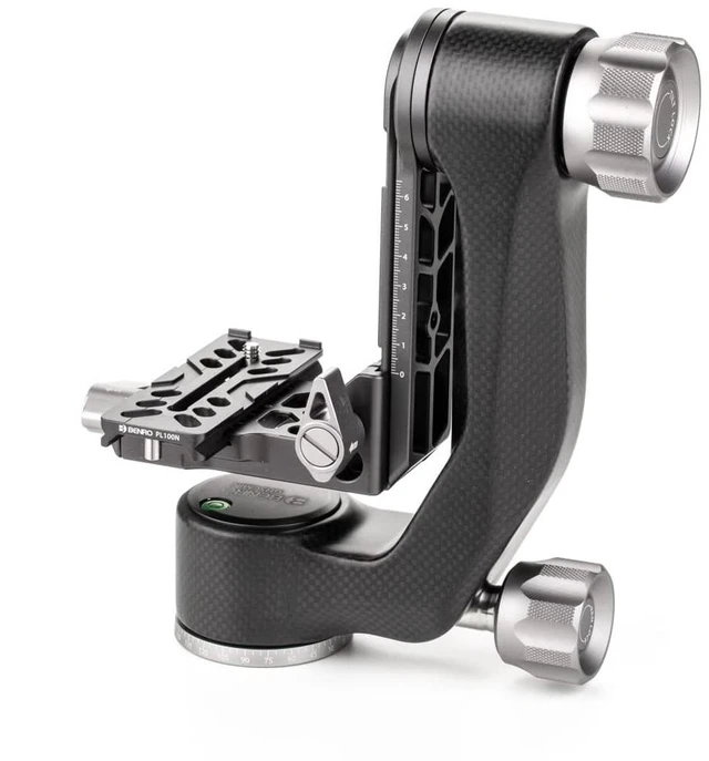 Main image of Benro Mini Travel Size Gimbal Head for Mirrorless Cameras, Carbon Fiber with PL100N Plate (GH5CMINI)