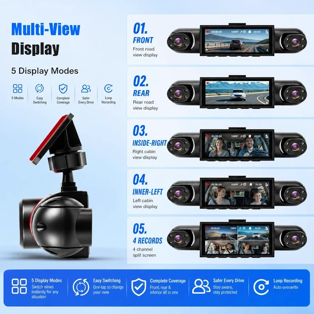 Alt view image 3 of 5 - 4 Channel Dash Cam 360 View, 24H Parking Mode