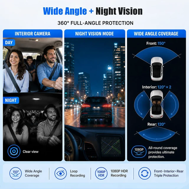 Alt view image 4 of 5 - 4 Channel Dash Cam 360 View, 24H Parking Mode