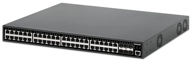 Alt view image 5 of 5 - Intellinet 54-Port Managed PoE+ Switch, 48 Gigabit Ports, 450W, 6 10G SFP+