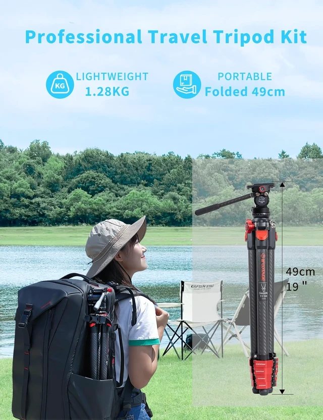Alt view image 2 of 5 - IFOOTAGE Tripod TC3B with Head K3 Carbon Fiber Video Tripod