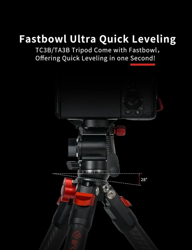 Alt view image 4 of 5 - IFOOTAGE Tripod TC3B with Head K3 Carbon Fiber Video Tripod