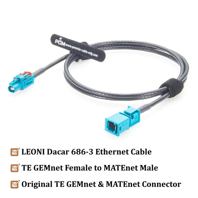 Alt view image 2 of 5 - TE GEMnet Female to MATEnet Male Automotive Ethernet Cable 1-2368022-4 to 2302461-9 10Gbps 100/1000BASE-T1 Shielded Vehicle Network Cable for ADAS, ECU, Camera, Telematics, Domain Controller(2M/6.6FT)