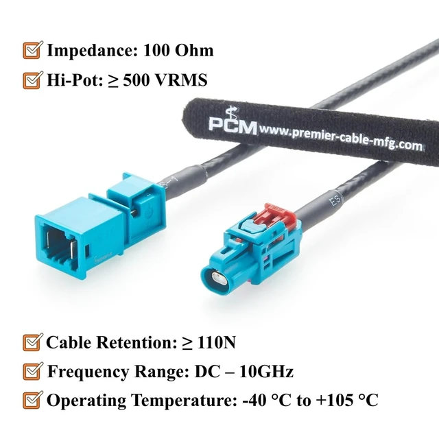 Alt view image 4 of 5 - TE GEMnet Female to MATEnet Male Automotive Ethernet Cable 1-2368022-4 to 2302461-9 10Gbps 100/1000BASE-T1 Shielded Vehicle Network Cable for ADAS, ECU, Camera, Telematics, Domain Controller(2M/6.6FT)