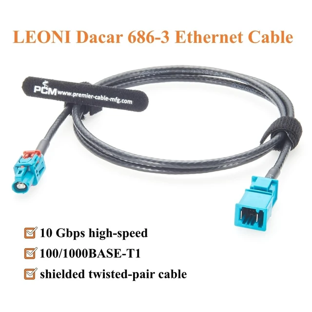 Alt view image 5 of 5 - TE GEMnet Female to MATEnet Male Automotive Ethernet Cable 1-2368022-4 to 2302461-9 10Gbps 100/1000BASE-T1 Shielded Vehicle Network Cable for ADAS, ECU, Camera, Telematics, Domain Controller(2M/6.6FT)