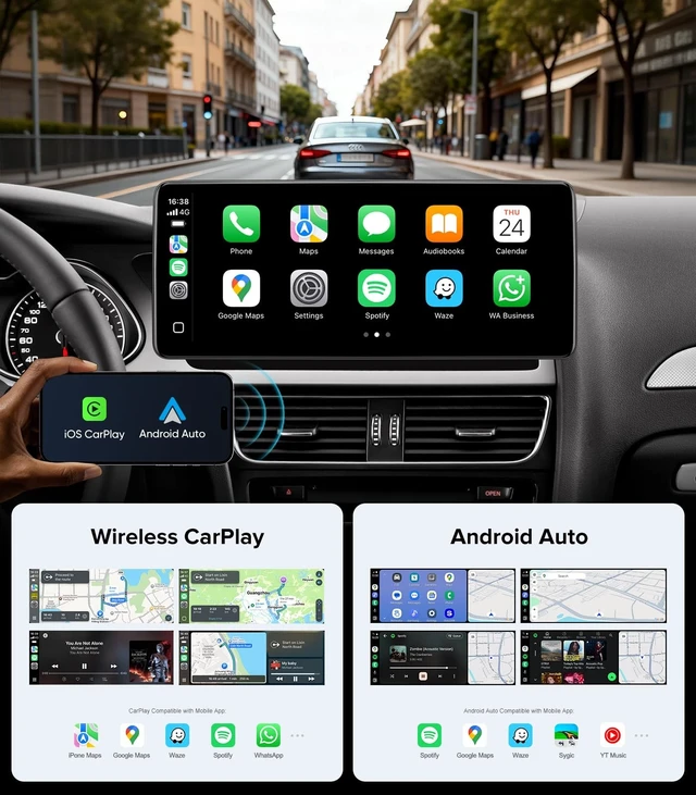 Alt view image 4 of 5 - ApexNav 12.3" CarPlay Radio for 09-16 Audi A4 B8 A5 S4 S5 MMI 3G System