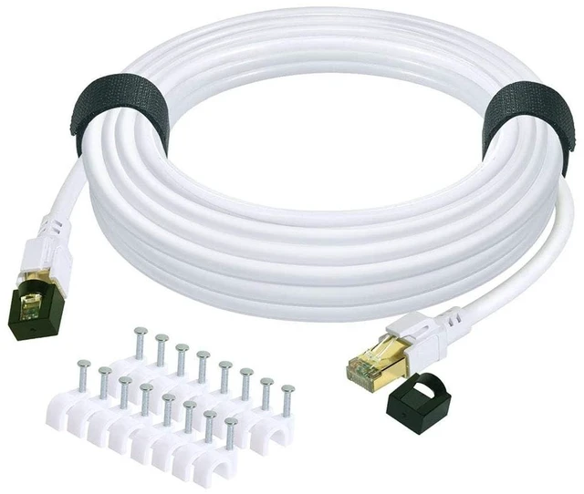 Main image of QIFGUO Cat 8 Ethernet Cable 50 ft, 40Gbps 2000MHz RJ45 Network Cable, White