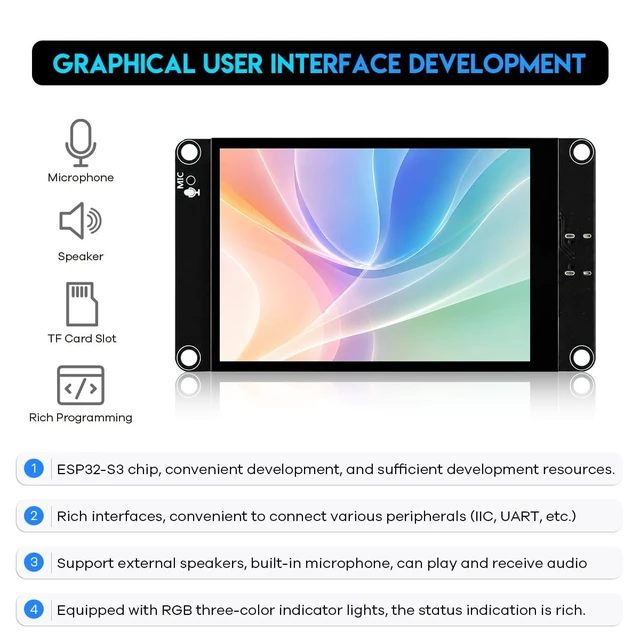Alt view image 3 of 5 - Hosyond ESP32-S3 Touchscreen Module, 3.5" 240x320 IPS LCD EPS32 Display with WiFi Bluetooth Capacitive Touch Screen for Arduino IoT Projects