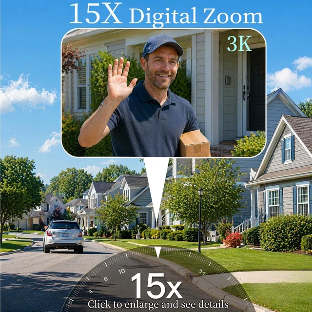 Alt view image 2 of 5 - INQMEGA 3K Three Lenses 15X Zoom 4G Cellular Wireless Solar Security Camera
