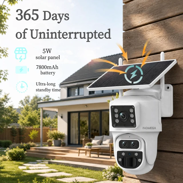 Alt view image 5 of 5 - INQMEGA 3K Three Lenses 15X Zoom 4G Cellular Wireless Solar Security Camera
