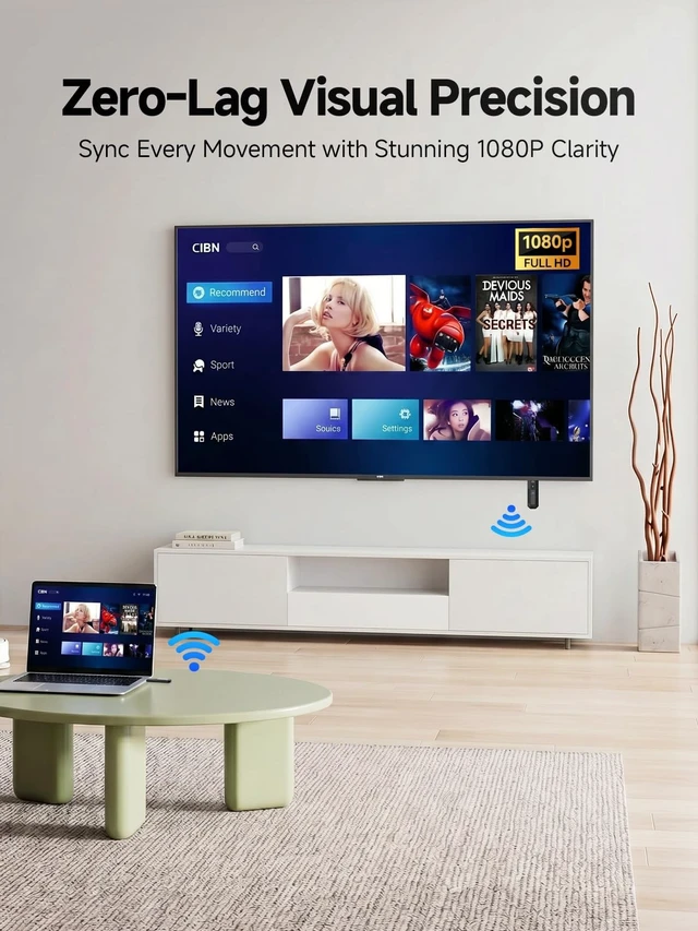 Alt view image 4 of 5 - Moman Wireless HDMI Transmitter and Receiver, Plug & Play 1080P, 4K Decode