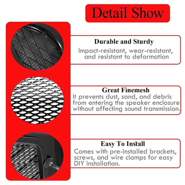 Alt view image 3 of 5 - 6.5" Speaker Pod Adapters Mesh Grilles for Jeep Wrangler JL & Gladiator JT