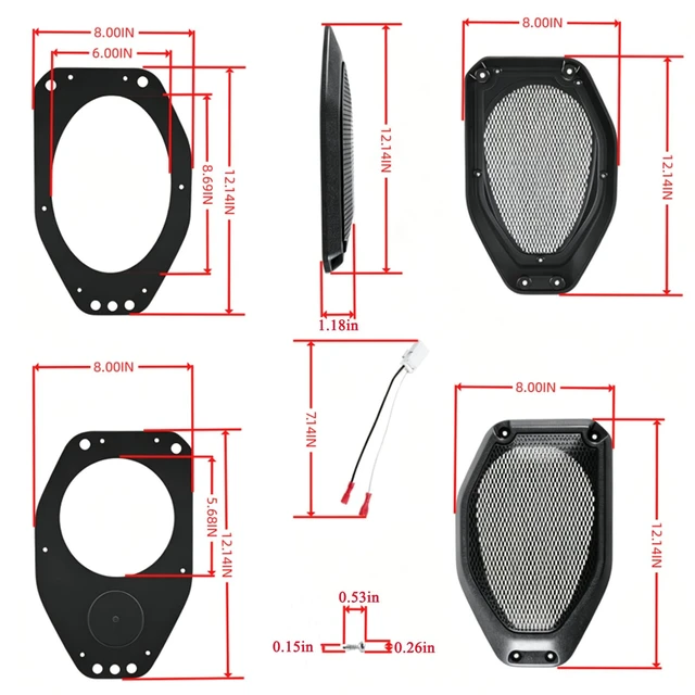 Alt view image 5 of 5 - 6.5" Speaker Pod Adapters Mesh Grilles for Jeep Wrangler JL & Gladiator JT