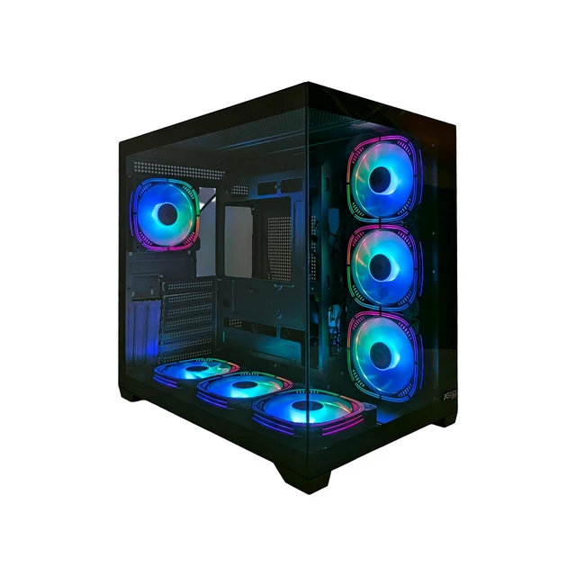 Alt view image 2 of 5 - JEMIP EVO 2.5 ATX Gaming PC Case, Tempered Glass Panels, 7 ARGB Fans Included, USB Type-C, Mid-Tower Computer Case, Black