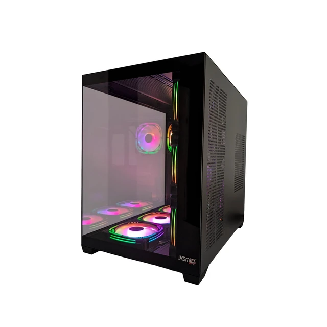Alt view image 3 of 5 - JEMIP EVO 2.5 ATX Gaming PC Case, Tempered Glass Panels, 7 ARGB Fans Included, USB Type-C, Mid-Tower Computer Case, Black