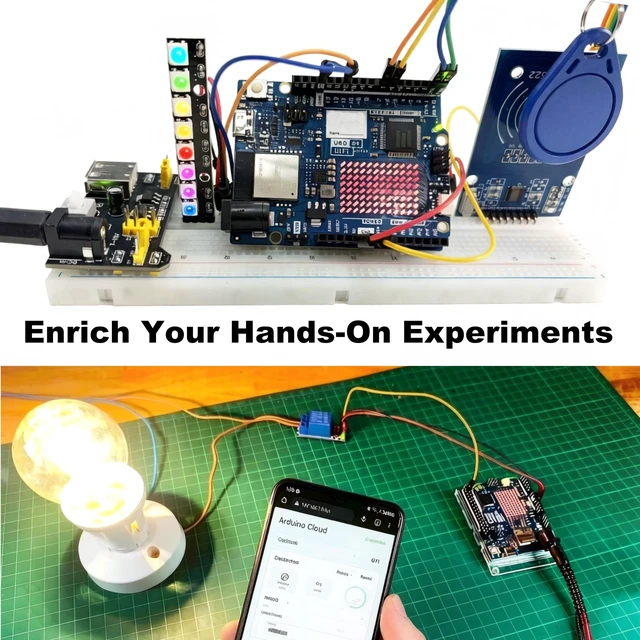 Alt view image 4 of 4 - Uno R4 WiFi Super Starter Kit Compatible with Arduino IDE, Electronics Learning Set with Breadboard, Sensors & Circuit Board, DIY Robotics STEM Kit for Beginners, with Online Tutorials & Video C