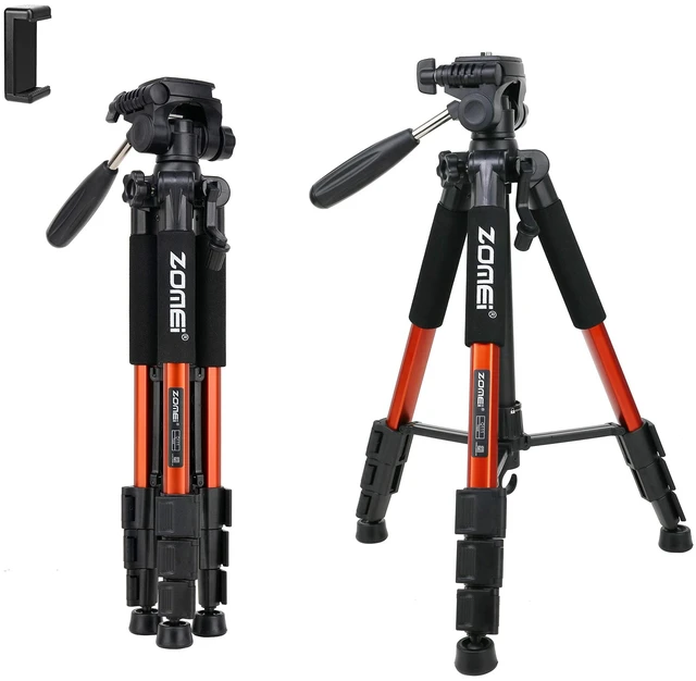 Main image of Compact Light Weight Travel Portable Aluminum Camera Tripod Q111 55" for Canon Nikon Sony DSLR Camera YouTube Phone with Carry Case (Orange)