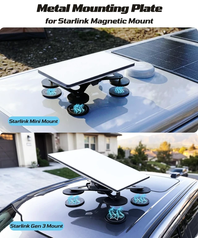 Alt view image 2 of 5 - 4 Pack Metal Mounting Plate for Starlink Mini/Gen 3 Magnetic Mounts, 70 mm